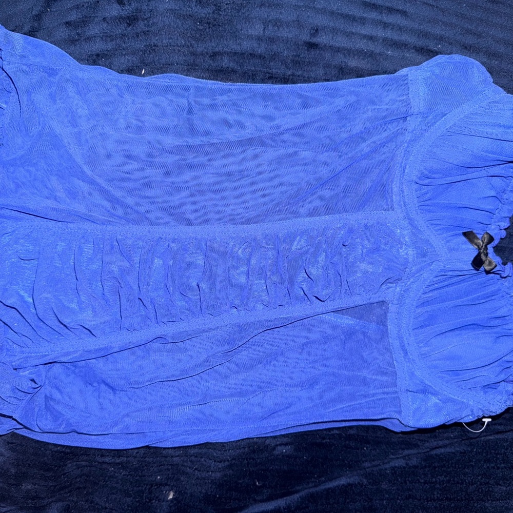 Frederick's of Hollywood Vibrant Blue sexy lingerie with garter clips